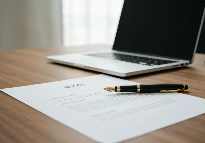 Devis posé sur un bureau, stylo à côté