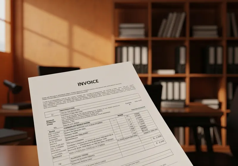 Facture imprimée et calculatrice sur un bureau